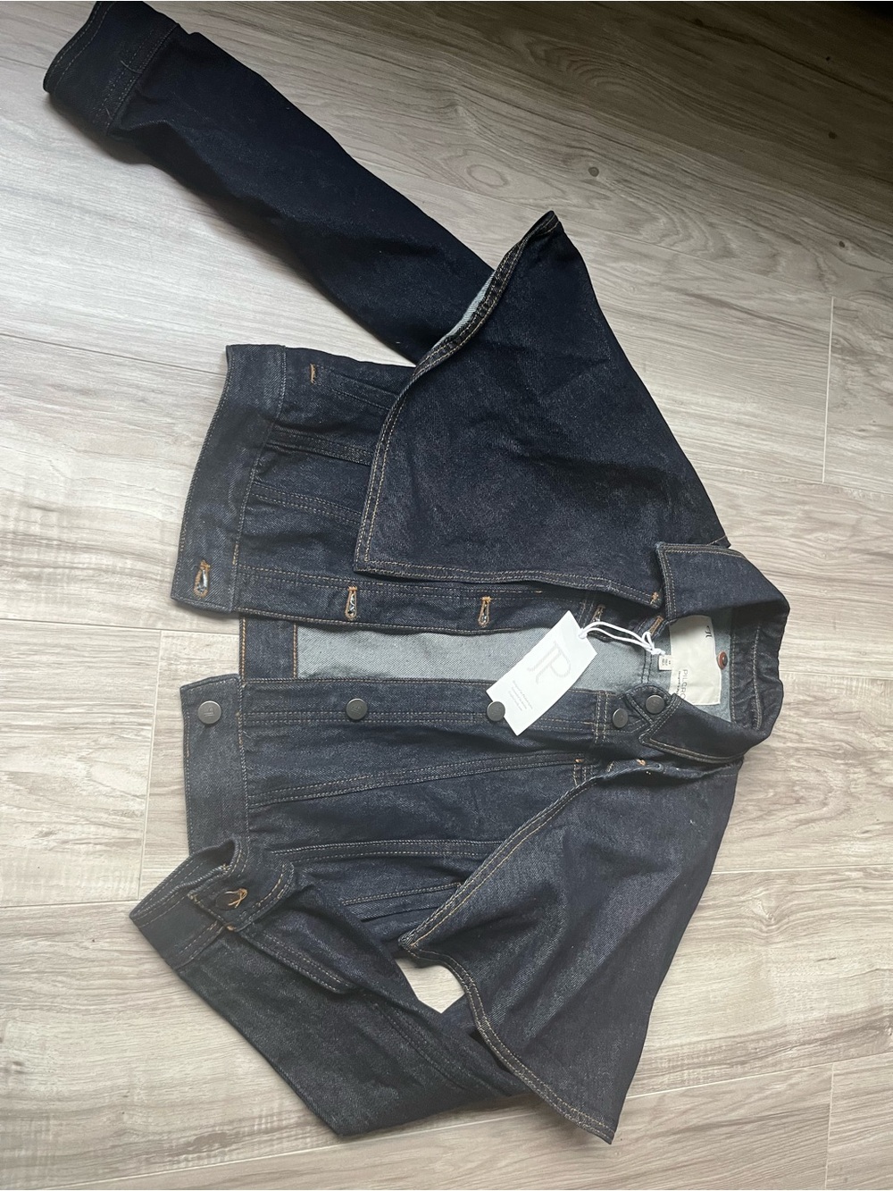 Pilcro Dark Indigo Denim Jacket with Contrast Stitching